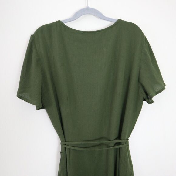 NWT Lulu’s Size S Harbor Point Wrap Dress Short Sleeve Olive Green - Picture 9 of 11